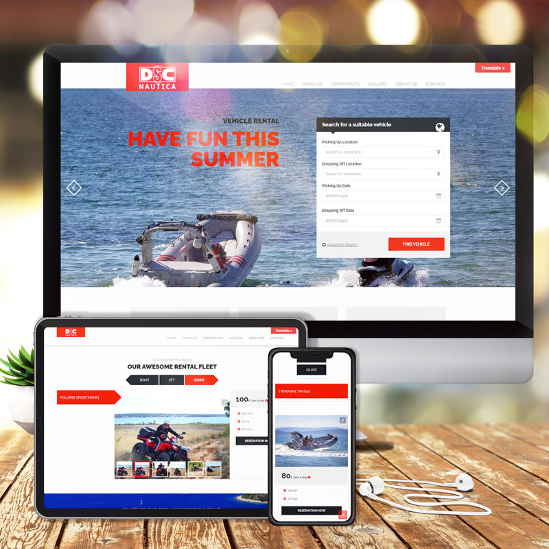 Erstellung einer Website für Boots-, Fahrzeug- und Apartmentvermietung